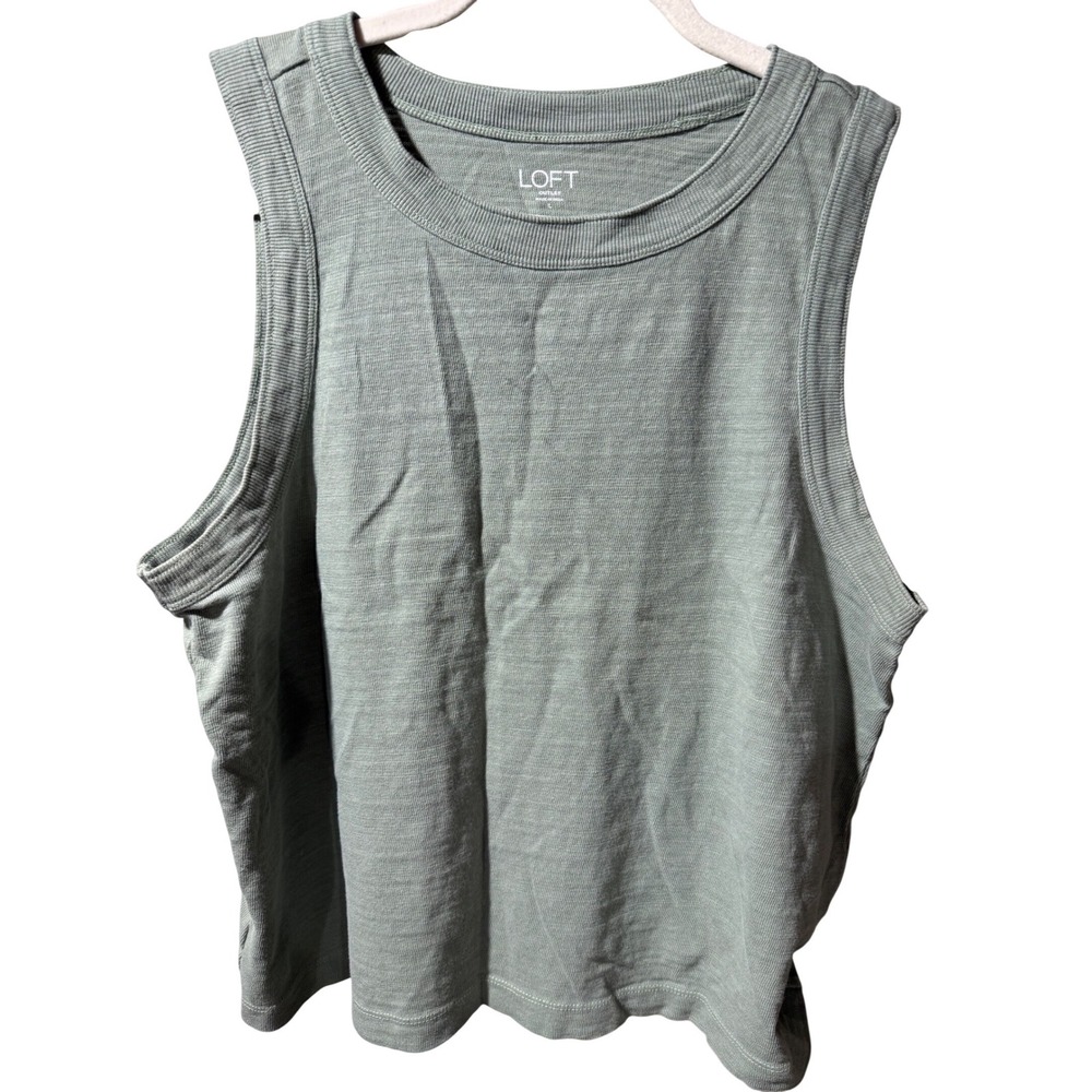 LOFT Sage Green Ribbed Tank Top